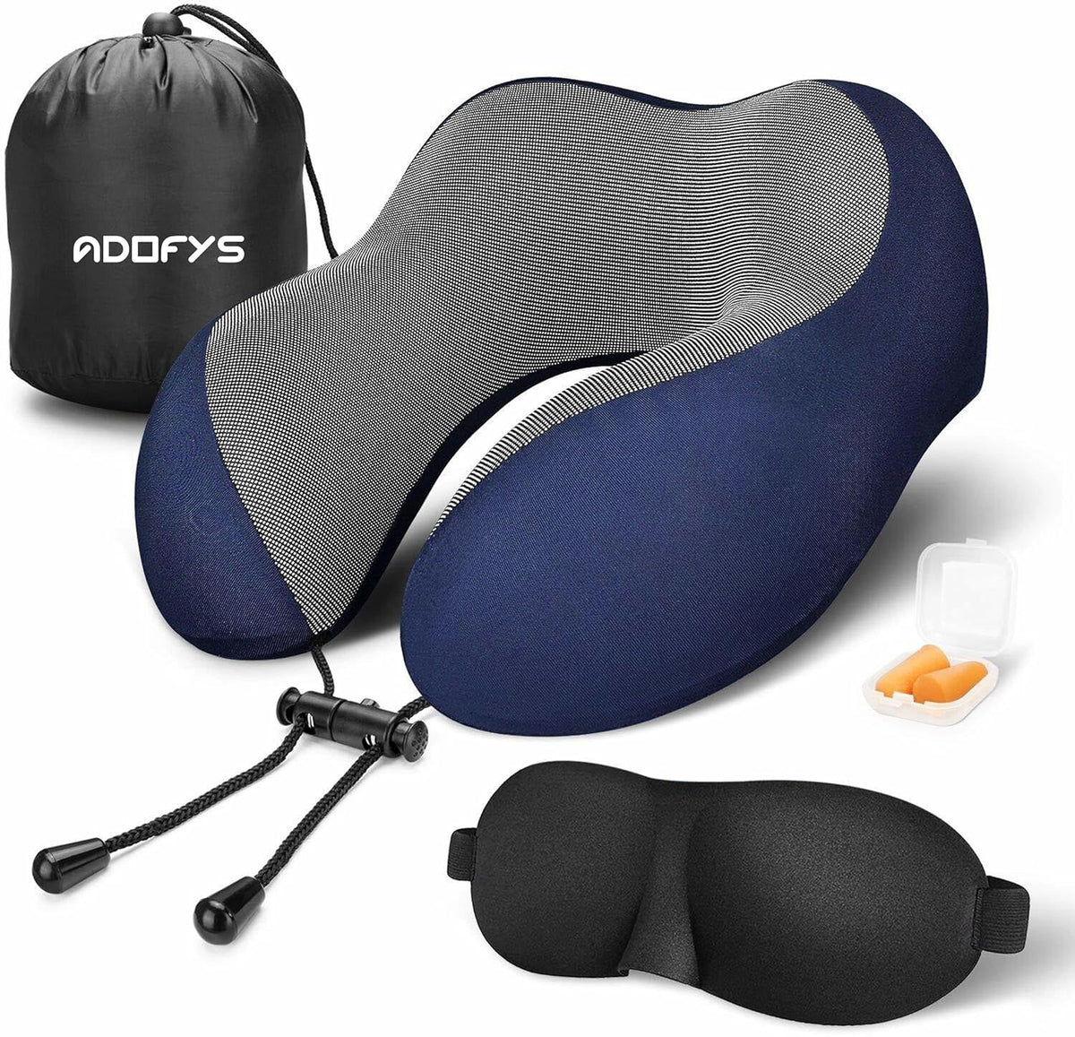 Premium Memory Foam Travel Pillow, Comfortable & Supportive Neck Pillow, Blue & Grey | Small Size, Pain Relief Sleeping Neck Pillows For Travel, Pillow For Sleeping Airplane, Car, Office