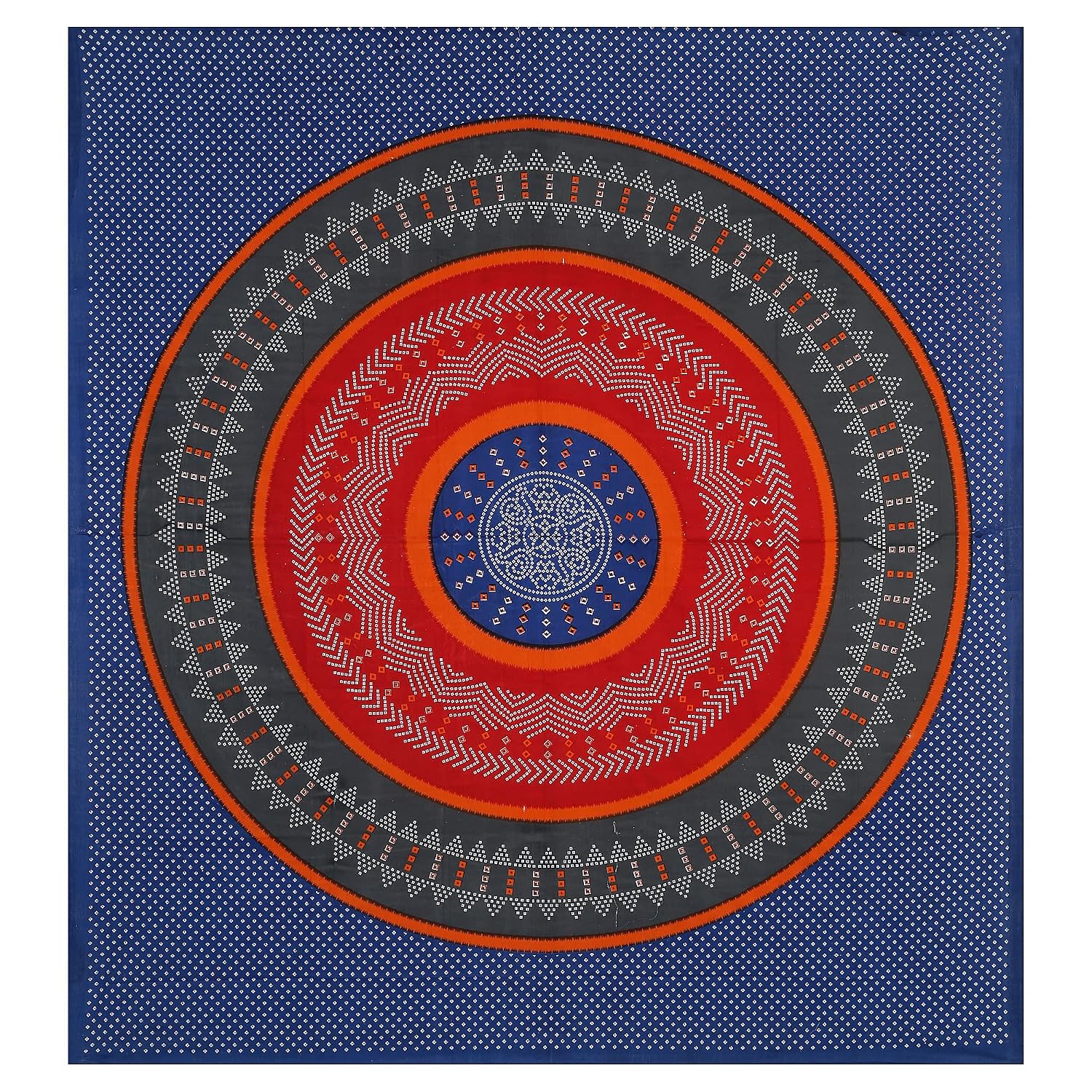 Pure 100% Cotton Double Bed Sheet With 2 Pillow Covers - 90 X 100 Inches, Blue & Red | Beautifully Handcrafted Jaipuri Bedsheets - Skin Friendly Fabric