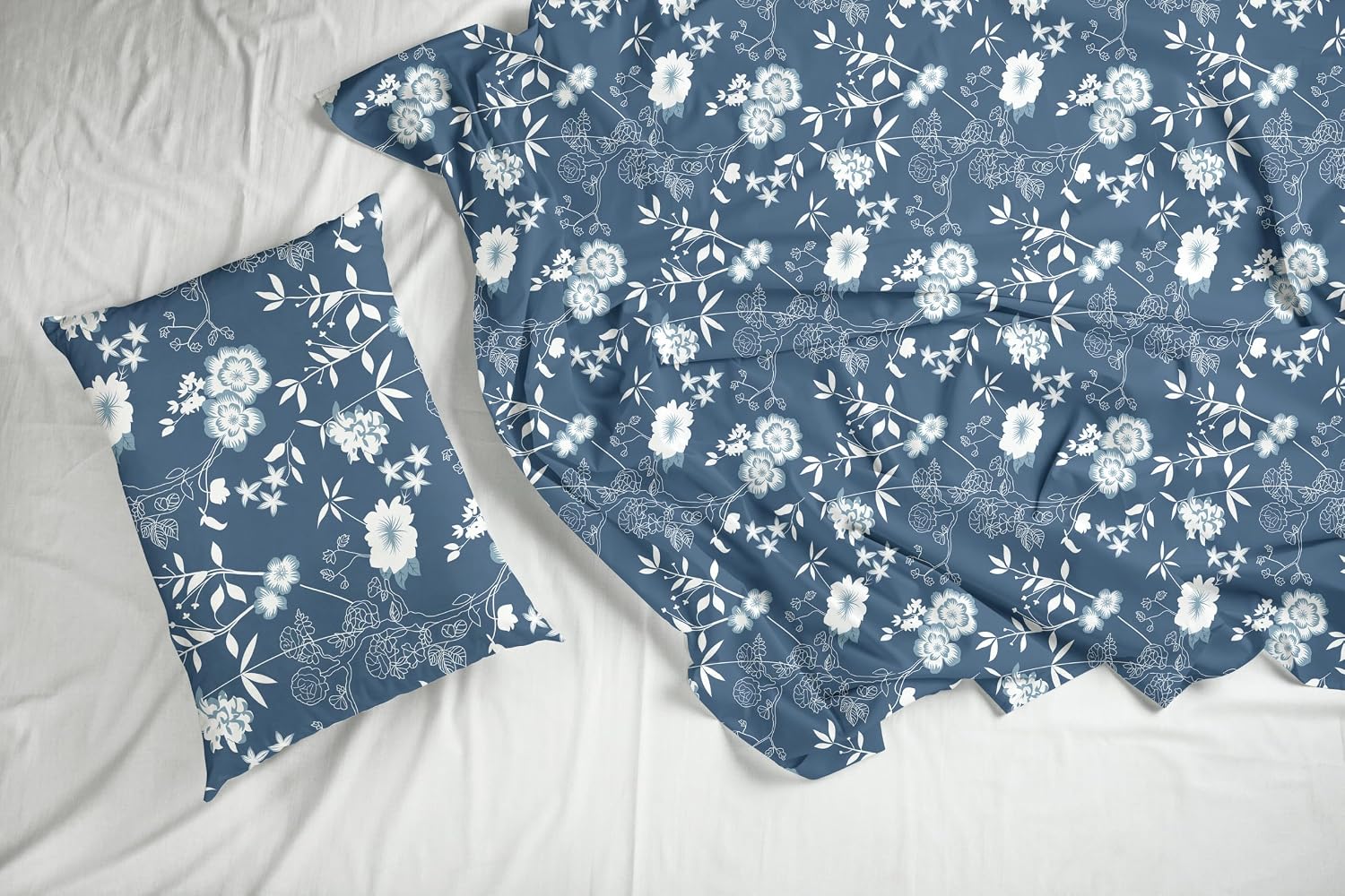 100% Pure Cotton Bedsheet For Double Bed With 2 Pillow Covers - 88 X 90 Inches, Indigo Blue | Soft & Breathable Fabric | Comfortable For Daily Use