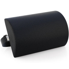Lumbar Support Roll For Back Pain Relief, Back Support & Posture Correction, Black | Slim, Versatile Cushion For Office, Car & Travel With Adjustable Strap | Cooling, Lightweight