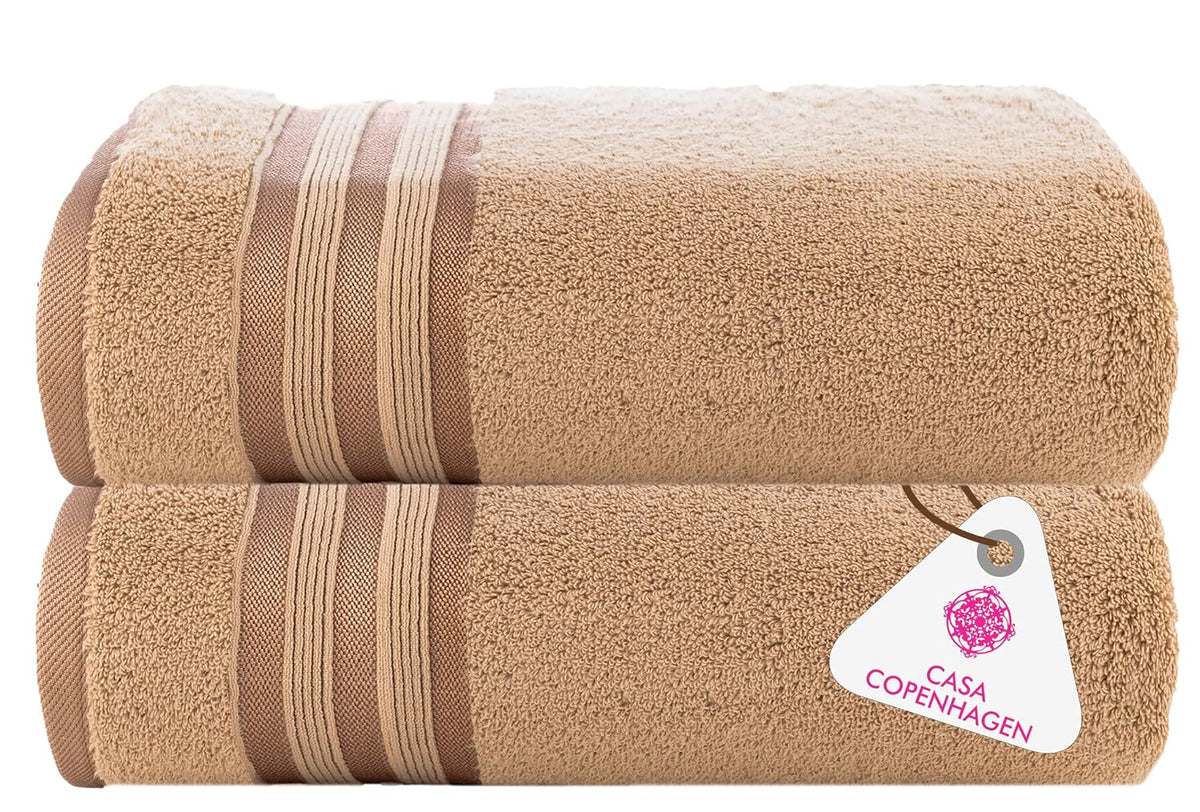 Casa Copenhagen Egyptian Cotton Zero Twist Hand Towel 400 Gsm (Beige) -2 Pcs