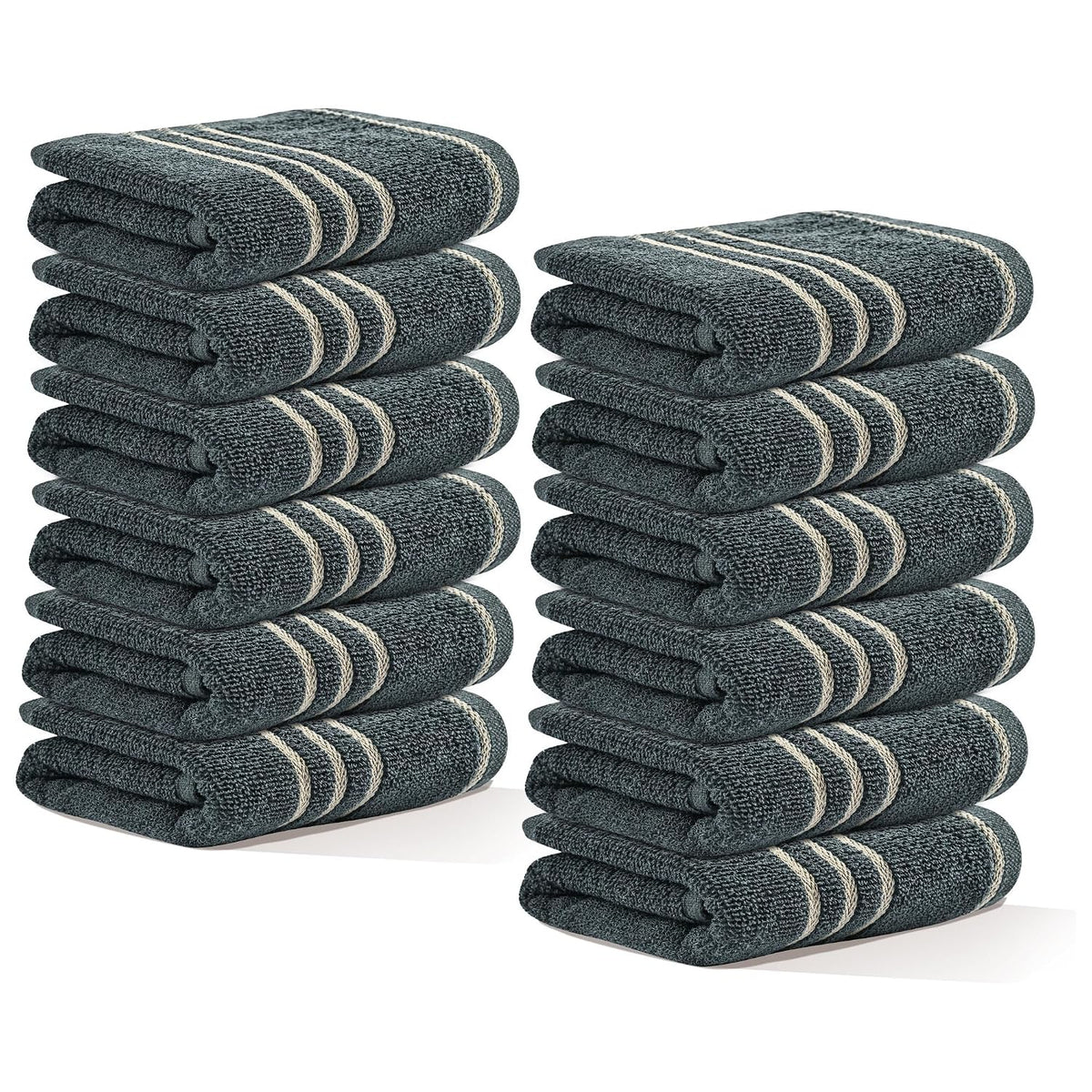 Kuber Industries Soft Cotton Face Towel 1800 Gsm | Easily Washable Face Towels (Dark Grey) - Pack Of 12
