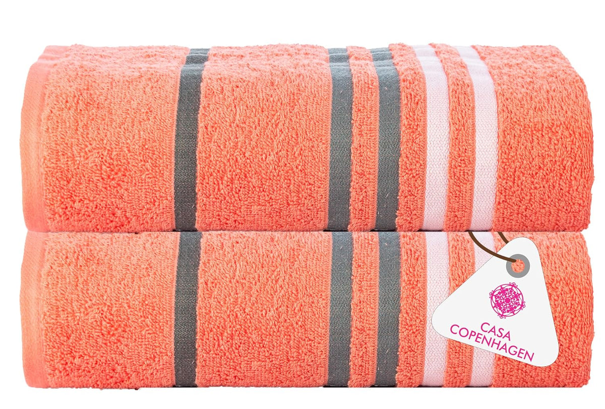 Casa Copenhagen Egyptian Cotton Exotic Hand Towel 400 Gsm (Peach)- 2 Pcs