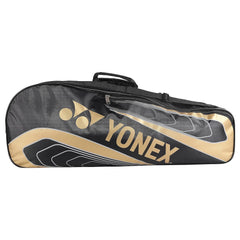 Yonex Badminton Kitbag BT5, 2 Zipper Compartment For Storage Of 3 Rackets & Clothes | Colour - Black & Gold, Size - Small, Material - Nylon