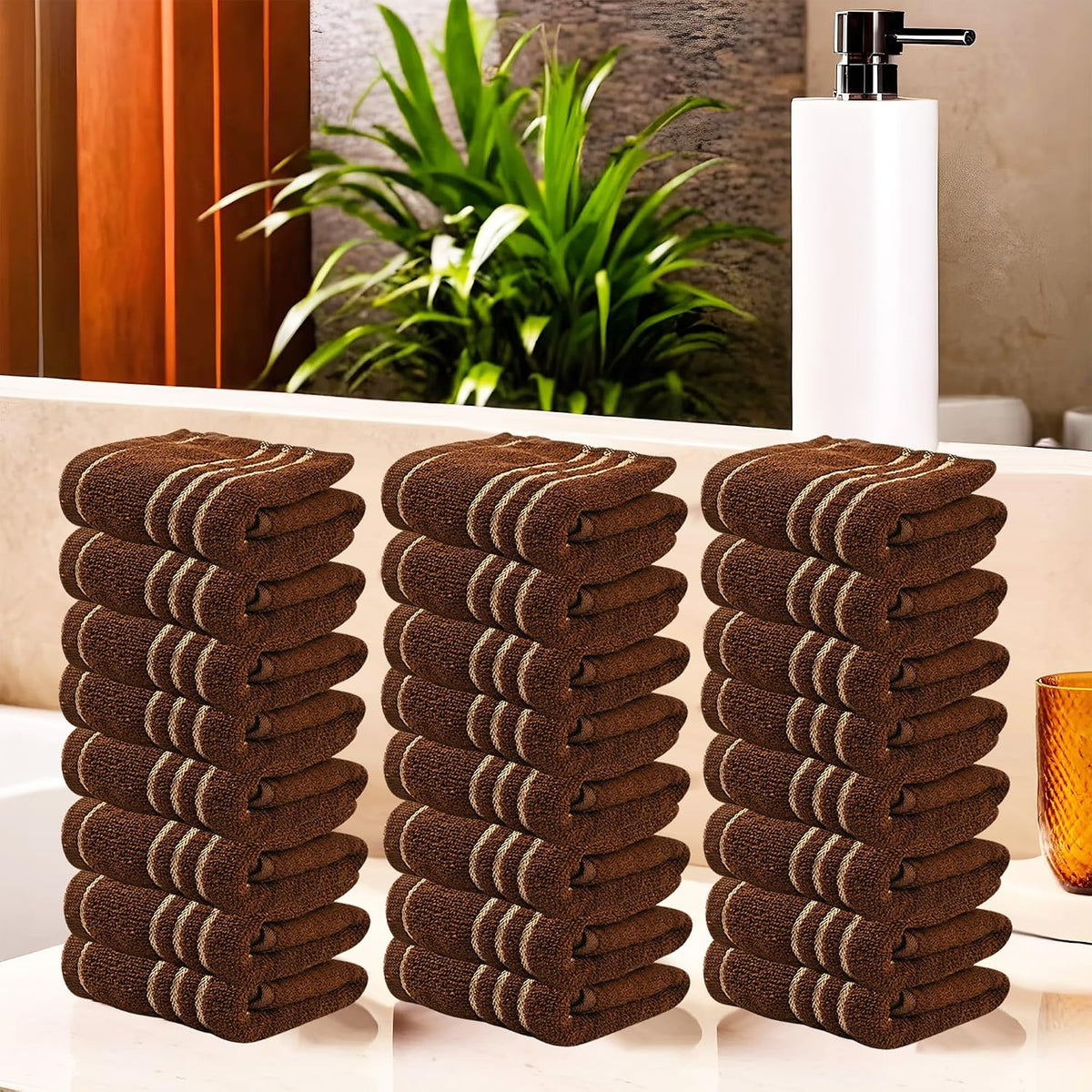 Kuber Industries Cotton Face Towel 4800 Gsm | Workout Gym Napkins Hand Towel For Men & Woman Quick-Drying Napkins -Dark Brown (Pack Of 24)