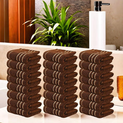 Kuber Industries Cotton Face Towel 4800 Gsm | Workout Gym Napkins Hand Towel For Men & Woman Quick-Drying Napkins -Dark Brown (Pack Of 24)