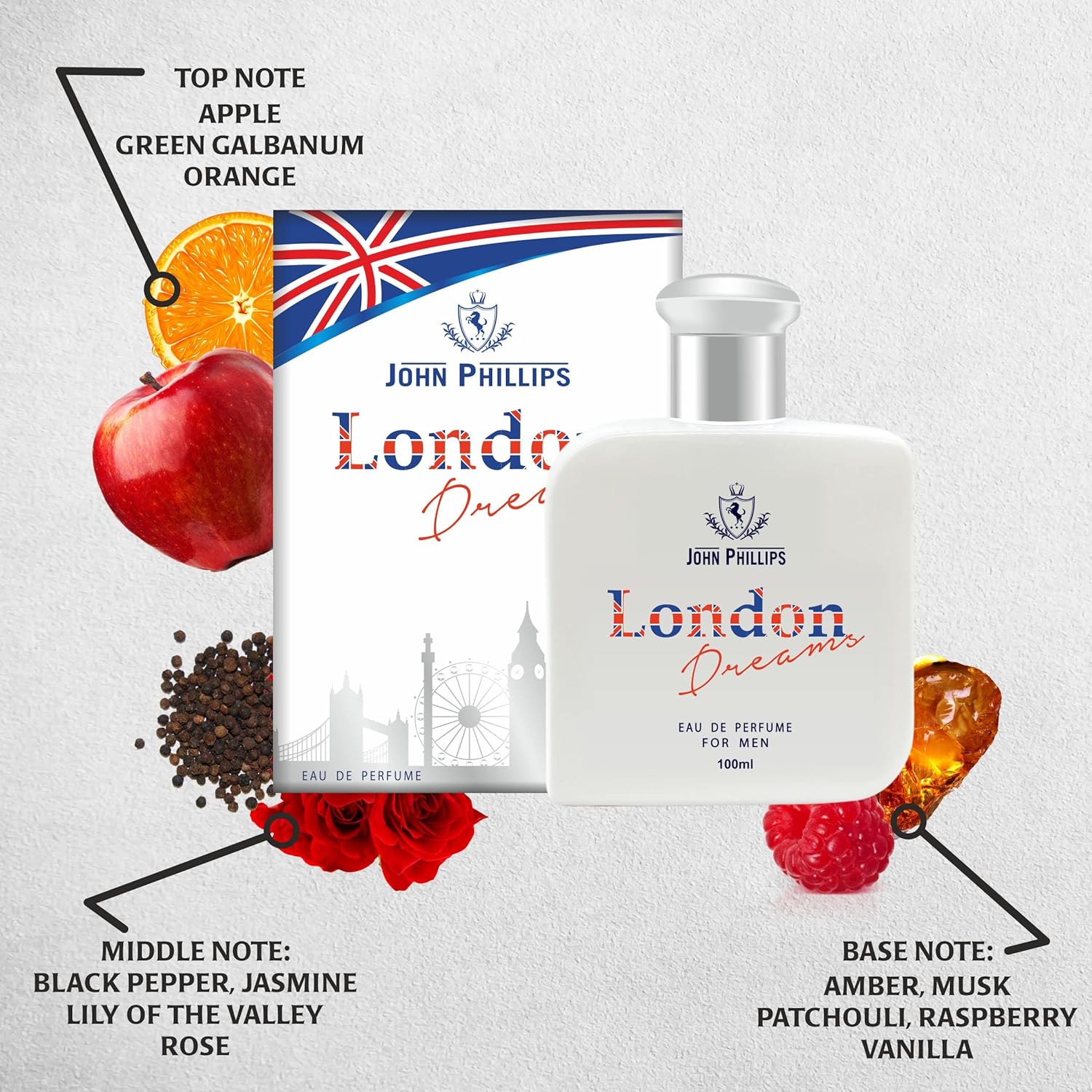 John Phillips  Dark Code 60  Ml 2 Fl.oz.  & London Dreams Eau De Perfume 100 Ml 3.4 Fl.oz.  | Combo Of 2 Fragrance For Men