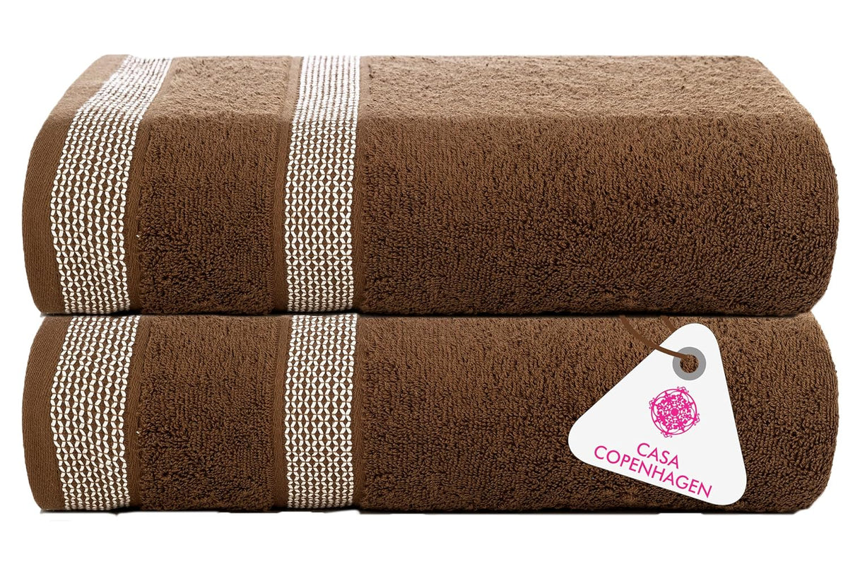 Casa Copenhagen Egyptian Cotton Zero Twist Hand Towel 400 Gsm (Brown) -2 Pcs