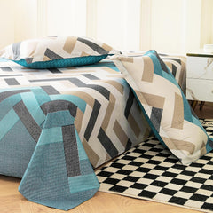 1 Double Bedsheet For Queen Size With 2 Pillow Covers - 88 X 100 Inches, Beige & Sky Blue | Perfect For Festive Gifting | Soft & Durable For Everyday Use & Bedroom - All Season Comfort