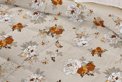 1 Double Bedsheet & 2 Pillow Covers With 1 Comforter Set - 90 X 100 Inches, Off White & Brown | Super Soft Glace Cotton King Size - 4 Pcs Bedding Set | Perfect Gifts Set Wedding, Anniversary