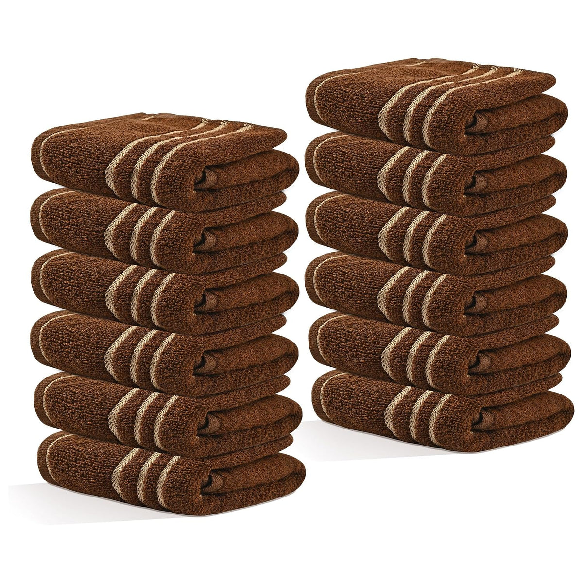 Kuber Industries Soft Cotton Face Towels 300 Gsm | For Men & Women | Easily Washable Pocket Towels & Workout Gym - Dark Brown (Pack Of 12)