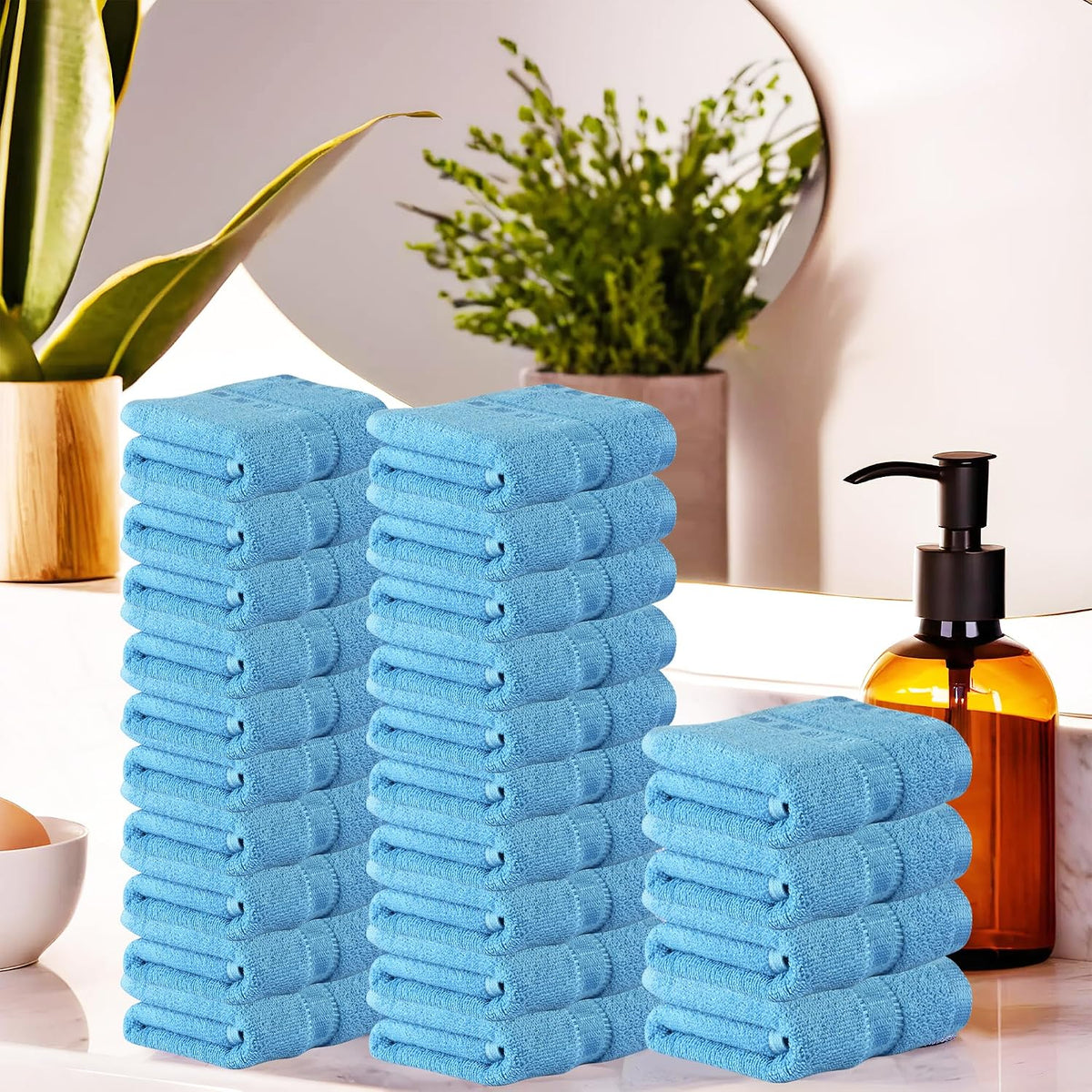 Kuber Industries Cotton Face Towel 4800 Gsm | Workout Gym Napkins Hand Towel For Men & Woman Quick-Drying Napkins - Sky Blue (Pack Of 24)