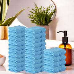 Kuber Industries Cotton Face Towel 4800 Gsm | Workout Gym Napkins Hand Towel For Men & Woman Quick-Drying Napkins - Sky Blue (Pack Of 24)