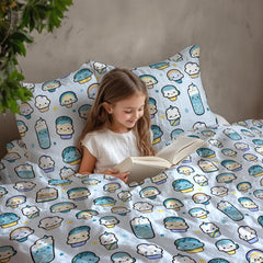 Cotton Bedsheet For Single Bed With 1 Pillow Cover - 54 X 84 Inches, Sky Blue | Soft Touch Cotton Fabric-Comfortable & Durable | Elegant Printed Bedding Set For Daily Use