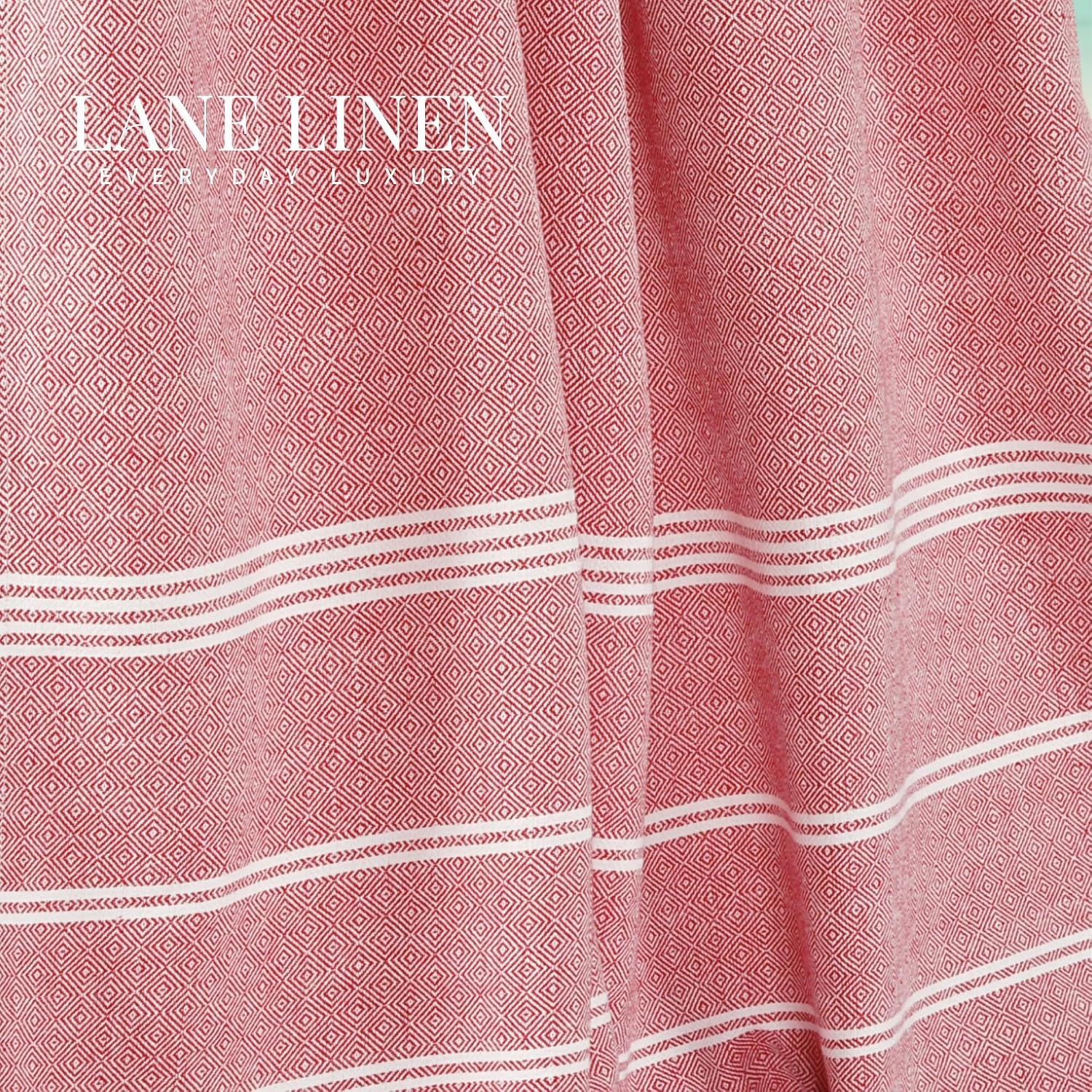Lane Linen Turkish Beach Towel 699 Gsm | Oversized Lightweight Quick Dry Sand Free, Multipurpose, Absorbent, Hibiscus Beach Towel (2 Pack)