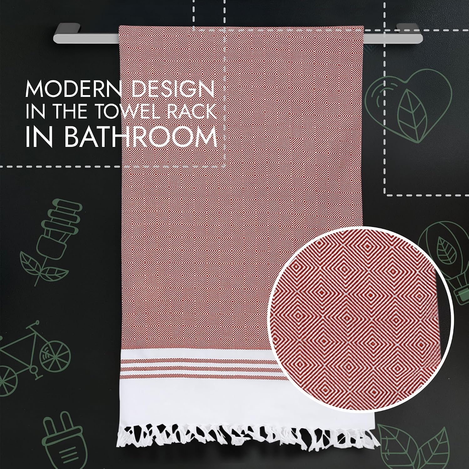 Ecosense Premium Large Cotton Non-Terry Bath Towels 300 Gsm | Soft Absorbent & Comfortable Bath Towels Large Size | Quick Dry Gym, Travel - Maroon (Pack Of 1)