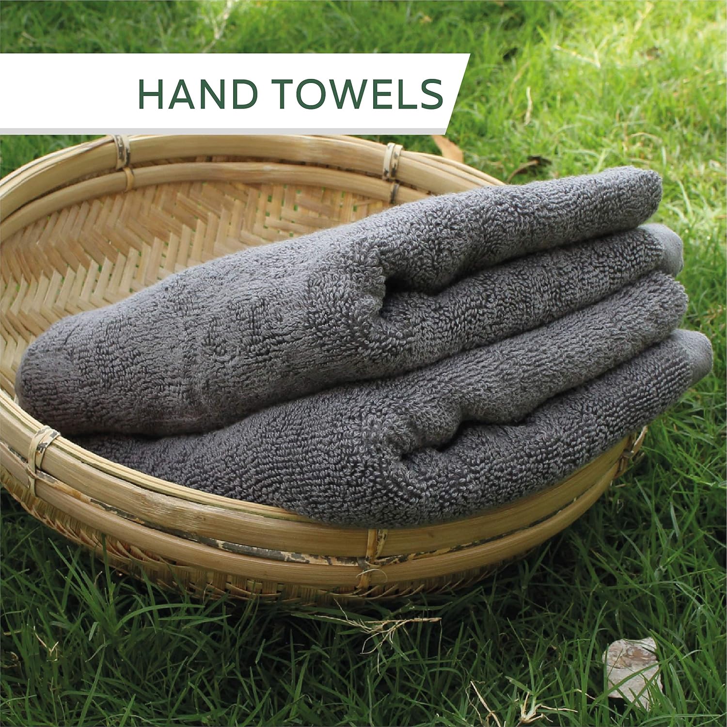 Heelium Bamboo Hand Towel 600 Gsm | Ultra Absorbent & Anti-Bacterial 3x Softer Than Cotton Towels | Pack Of 2 - Grey