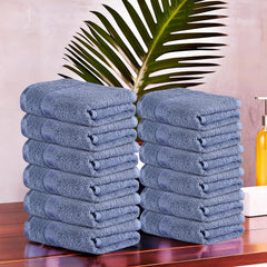 Kuber Industries Cotton Face Towel 2400 Gsm | Workout Gym Napkins Hand Towel For Men & Woman Quick-Drying Napkins -Dark Blue (Pack Of 12)