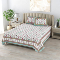 100% Cotton King Size Bedsheet With 2 Matching Pillow Covers - 90 X 108 Inches, Multicolor | Designer Printed Bedsheet Set - Naturally Soft, Breathable, & Skin Friendly