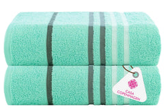 Casa Copenhagen Egyptian Cotton Exotic Hand Towel 400 Gsm (Aque Blue)- 2 Pcs