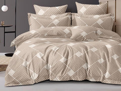 Cotton Elastic Fitted Printed Queen Size Double Bed Bedsheet With 2 Pillow Cover | 60 X 78 Inches, Beige - Soft Touch, Wrinkle Resistant, Skin Friendly