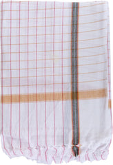Fancyadda Cotton Large Size Bath Towel 300 Gsm - Set Of 4 (White Checks)