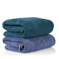 Glivary Microfiber Bath-Soft Towels 640 Gsm | With Hook Quick Dry Super Absorbent-Bath Towel For Men & Women (Greenish Blue/Dark Blue) | Pack Of 2
