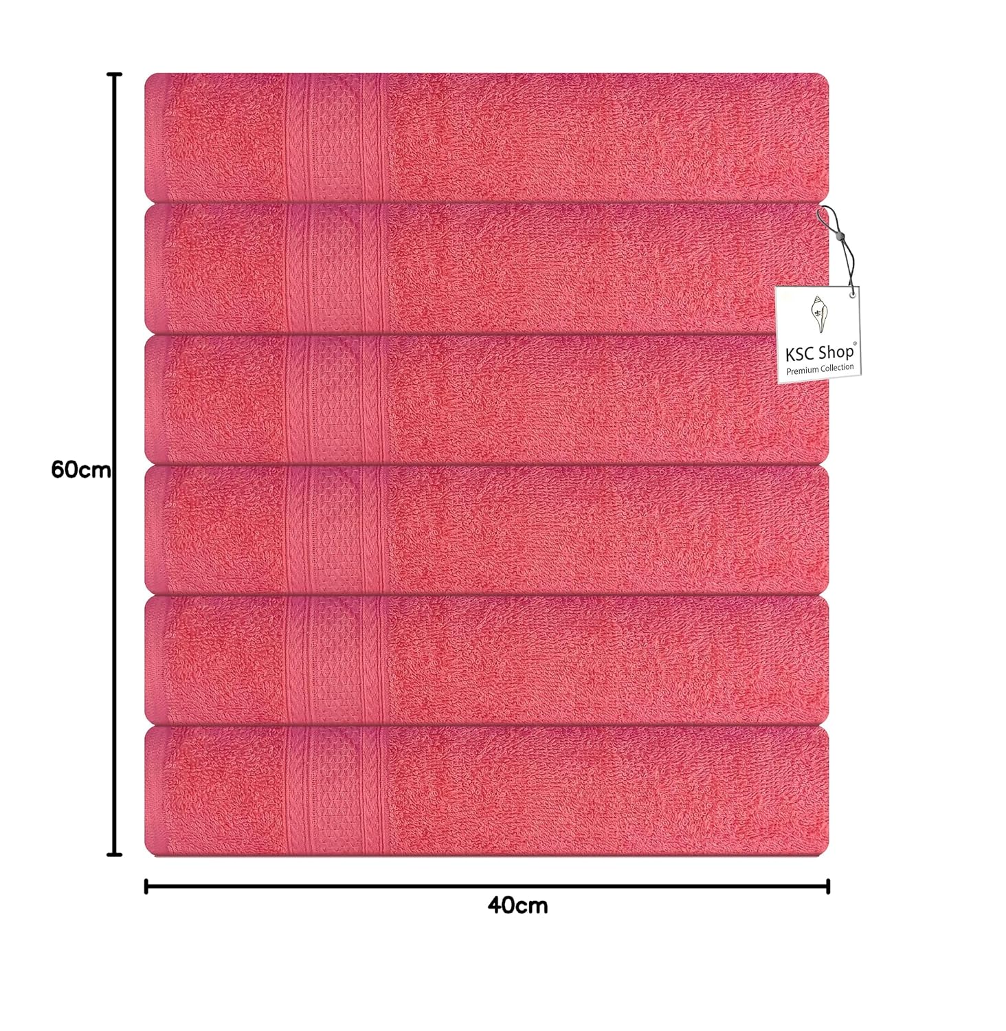 Ksc Shop Royal Cotton Hand Towel 750 Gsm - Set Of 6 (Peach)