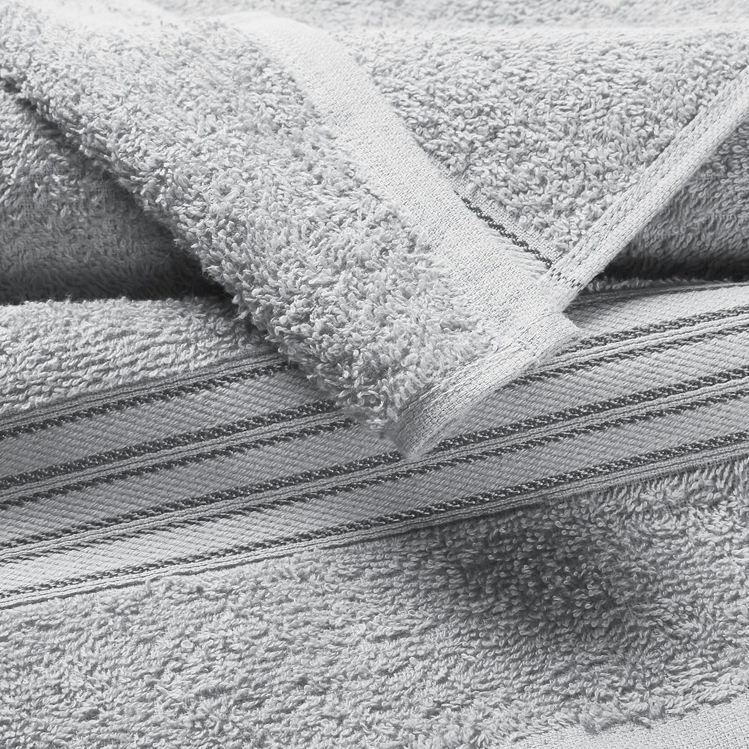 Boutiquo Ultra Soft 100% Cotton Washcloths 1800 Gsm | Contains Face Cloths Compact & Lightweight Multi Purpose Washcloths - Light Grey (12 Piece)