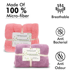 Urbanleaf Microfiber Large Bath Towel 600 Gsm | Quick Dry Super Absorbent Bath Towel For Men & Women | Pack Of 2 (Pink & Purple)
