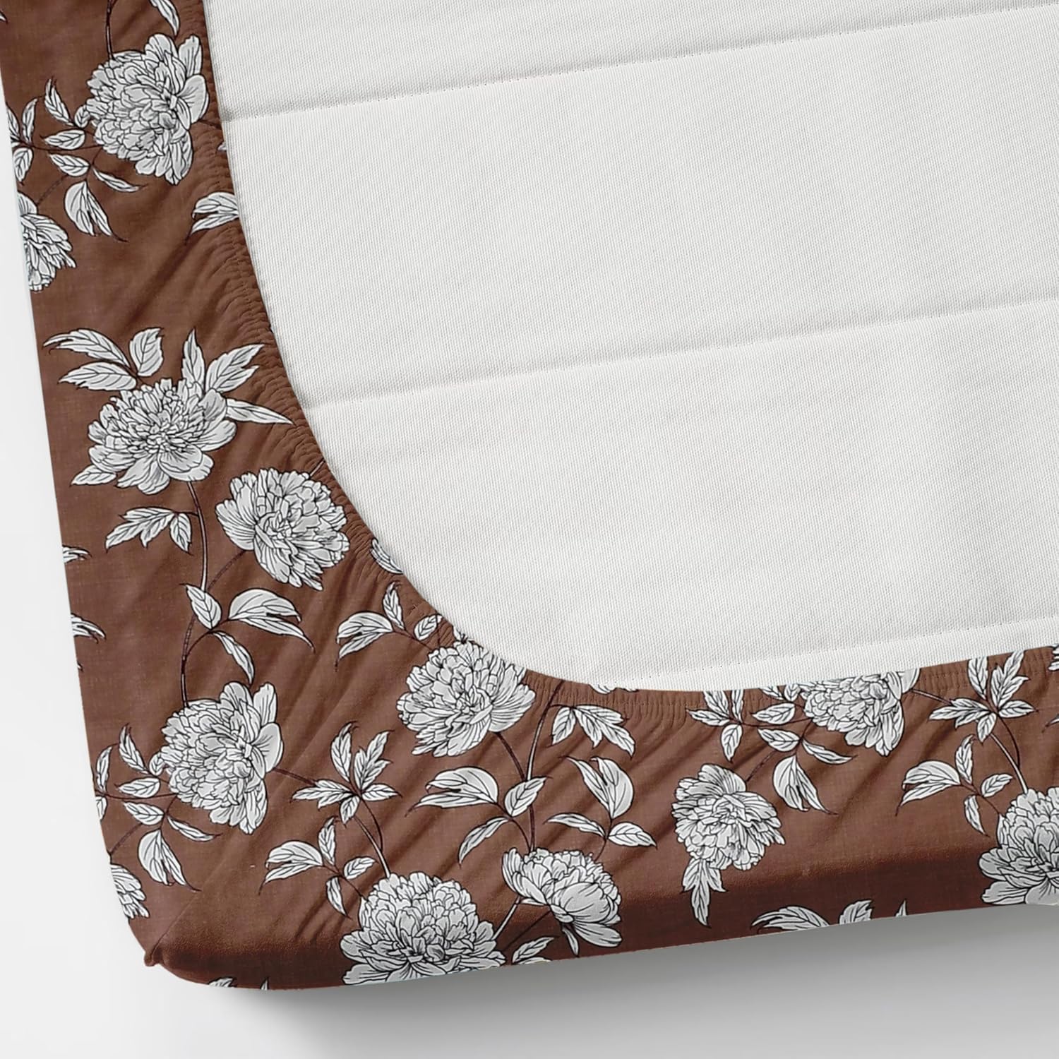 Printed Double Bedsheet With 2 Matching Pillow Covers - 72 X 78 X 10 Inches, Brown | All Around Elastic Fitted King Size Bedsheets | Ideal For Home, Hotel, Bedroom