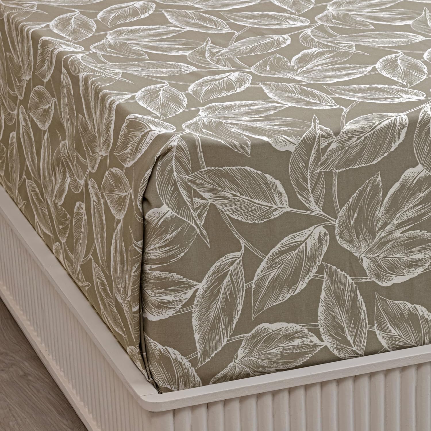 Printed Flat Double Bedsheet With 2 Pillow Covers - 84 X 90 Inches, Tana Green | Soft Breathable & Wrinkle Free | 210 Thread Count