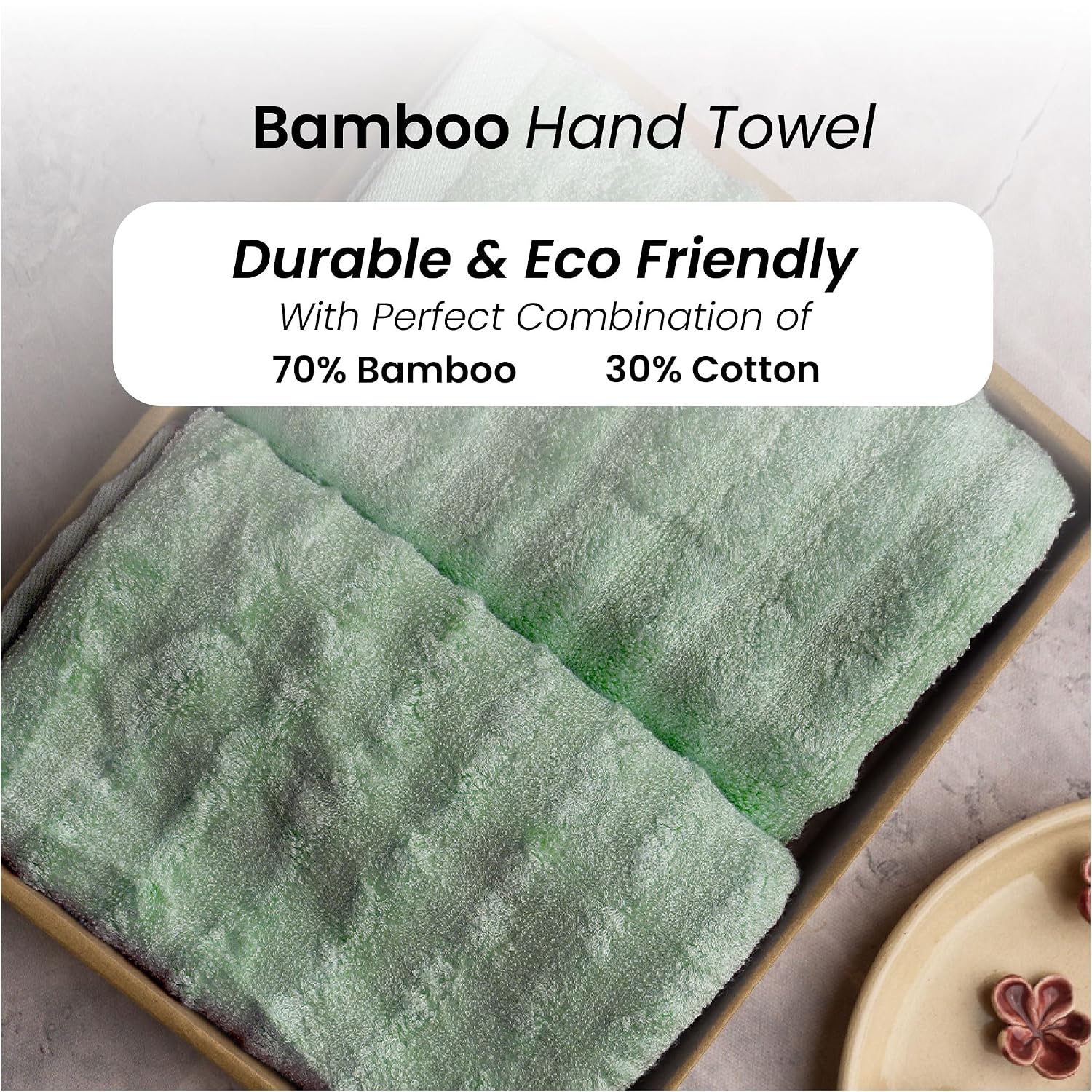 Mush 100% Bamboo Hand Towel 1200 Gsm | Ultra Soft, Absorbent, Quick Dry Towels For Facewash, Gym, Pool, Sports, & Travel - Olive Green (Pack Of 6)