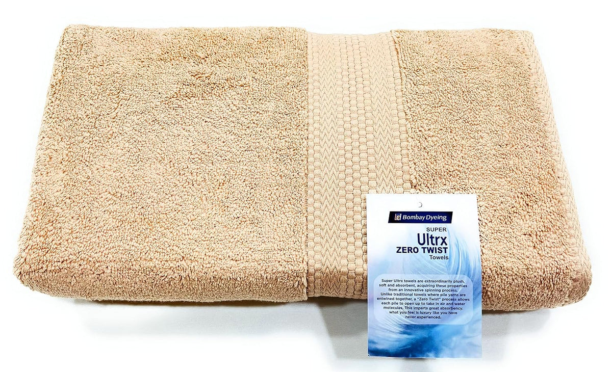 Bombay Dyeing Ultrx 100% Cotton Large Size Premium Bath Towel 650 Gsm - Flax