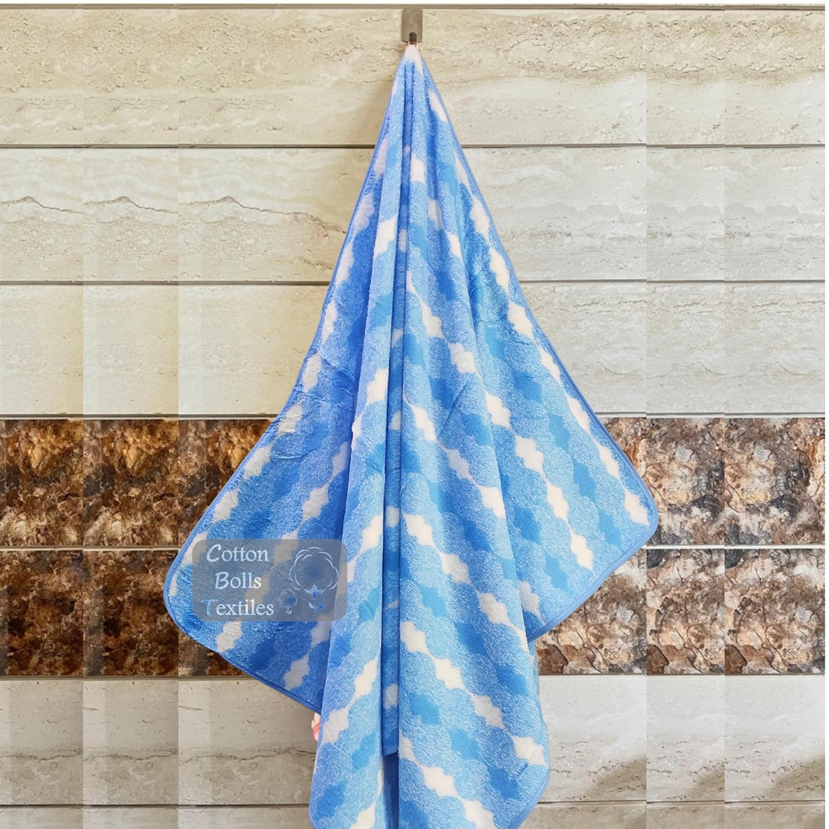 Cotton Bolls Textiles Microfiber Towels 280 Gsm | Soft Coral Fleece Towel With Hook Quick Dry Super Absorbent Bath Towel For Men & Women (Sketch Blue)