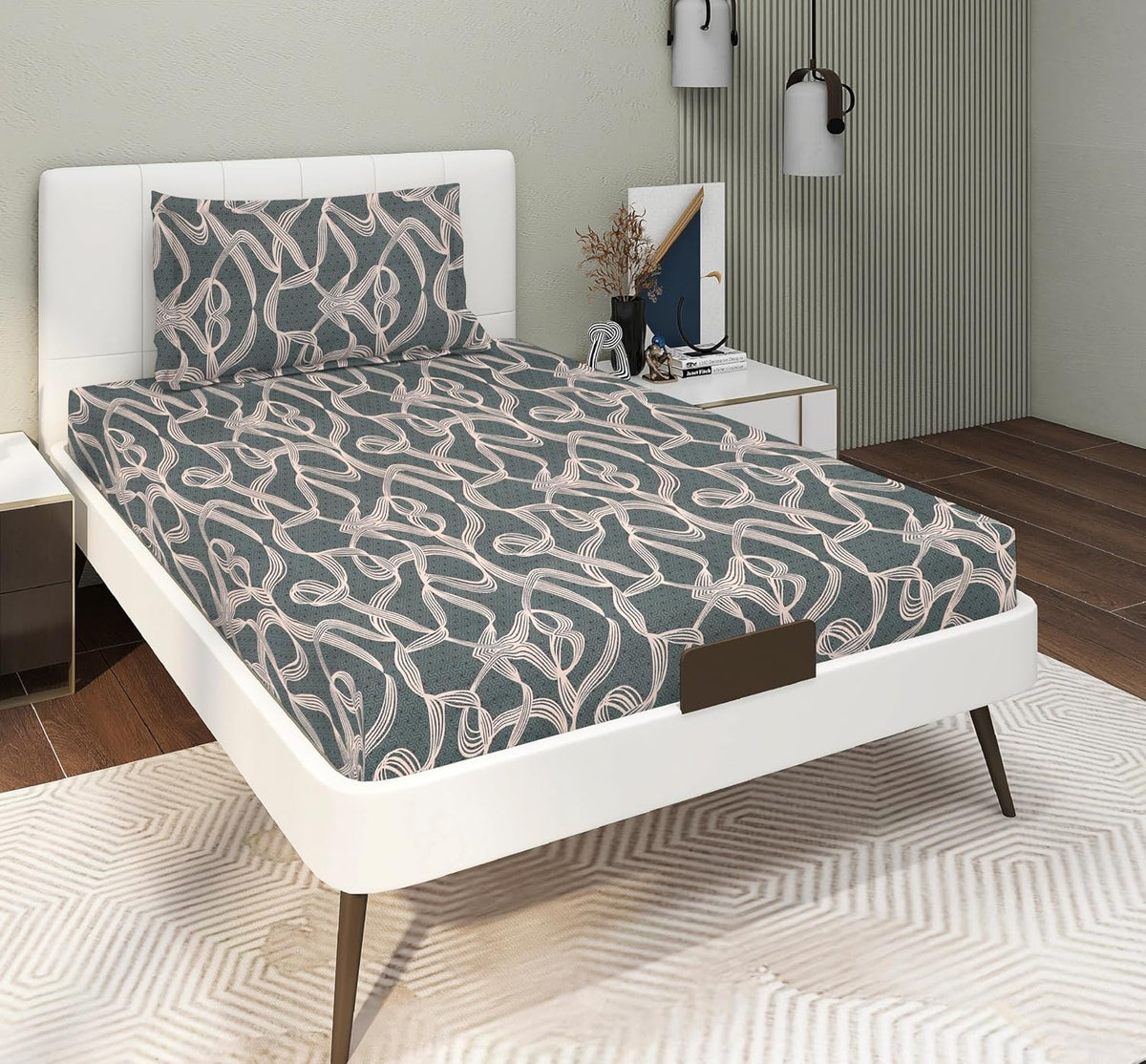 Glace Cotton Super Soft Bedsheets Single Bed Size (60 X 90 Inch) With 1 Pillow Cover | All Around Elastic Fitted Bedsheets, Grey