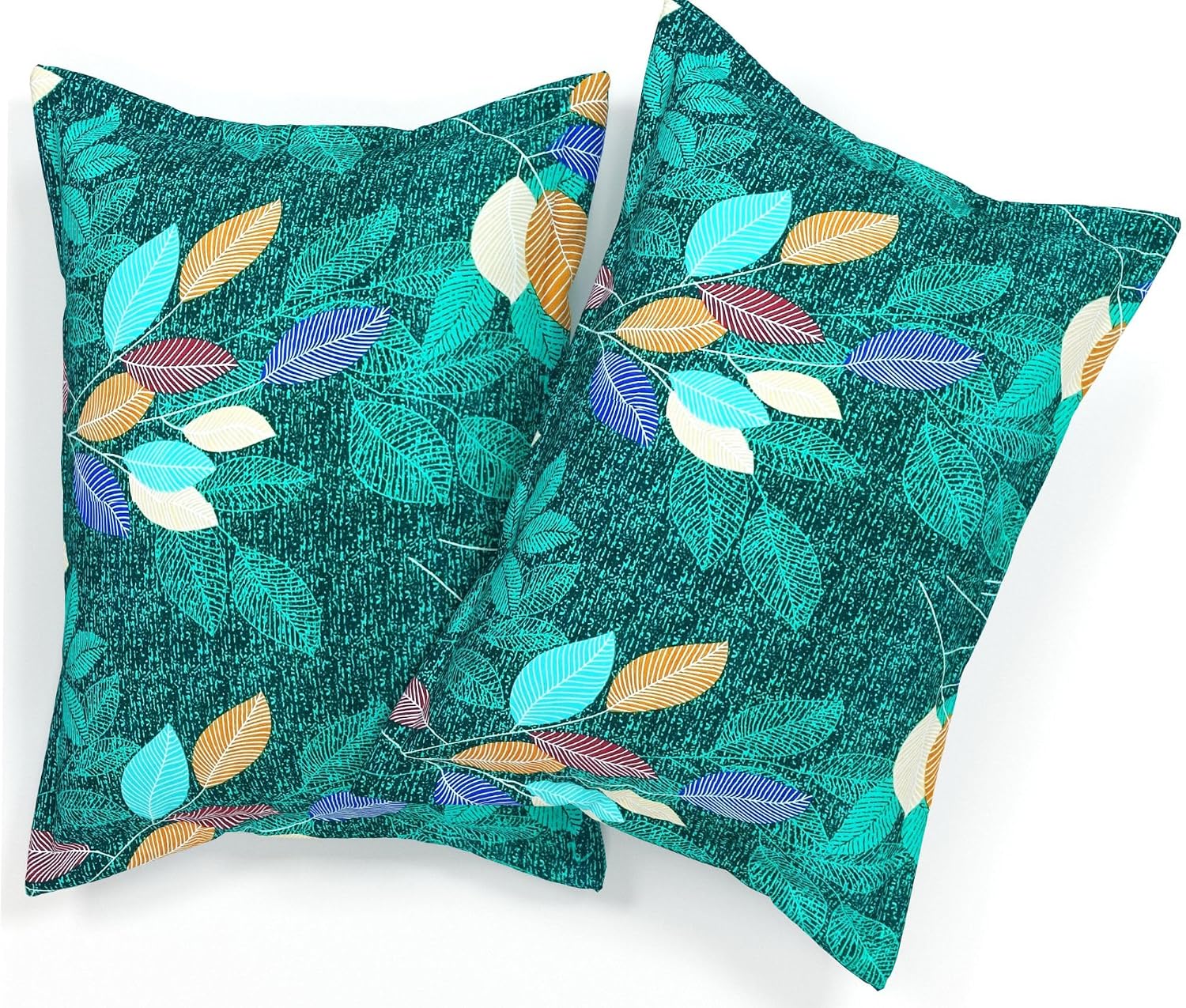 Elastic Fitted Double Bedsheets For Queen Size With 2 Pillow Covers - Size 72 X 68 X 6 Inches, Dark Green & Rust | Double Bed With Corner Elastic | Wrinkle Free Super Soft Floral Breathable