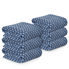 Kuber Industries Microfiber Bath Towel 2100 Gsm | Large Size Soft Quick Dry & Absorbent Shower Bath Towel (Circle - Blue)- Pack Of 6