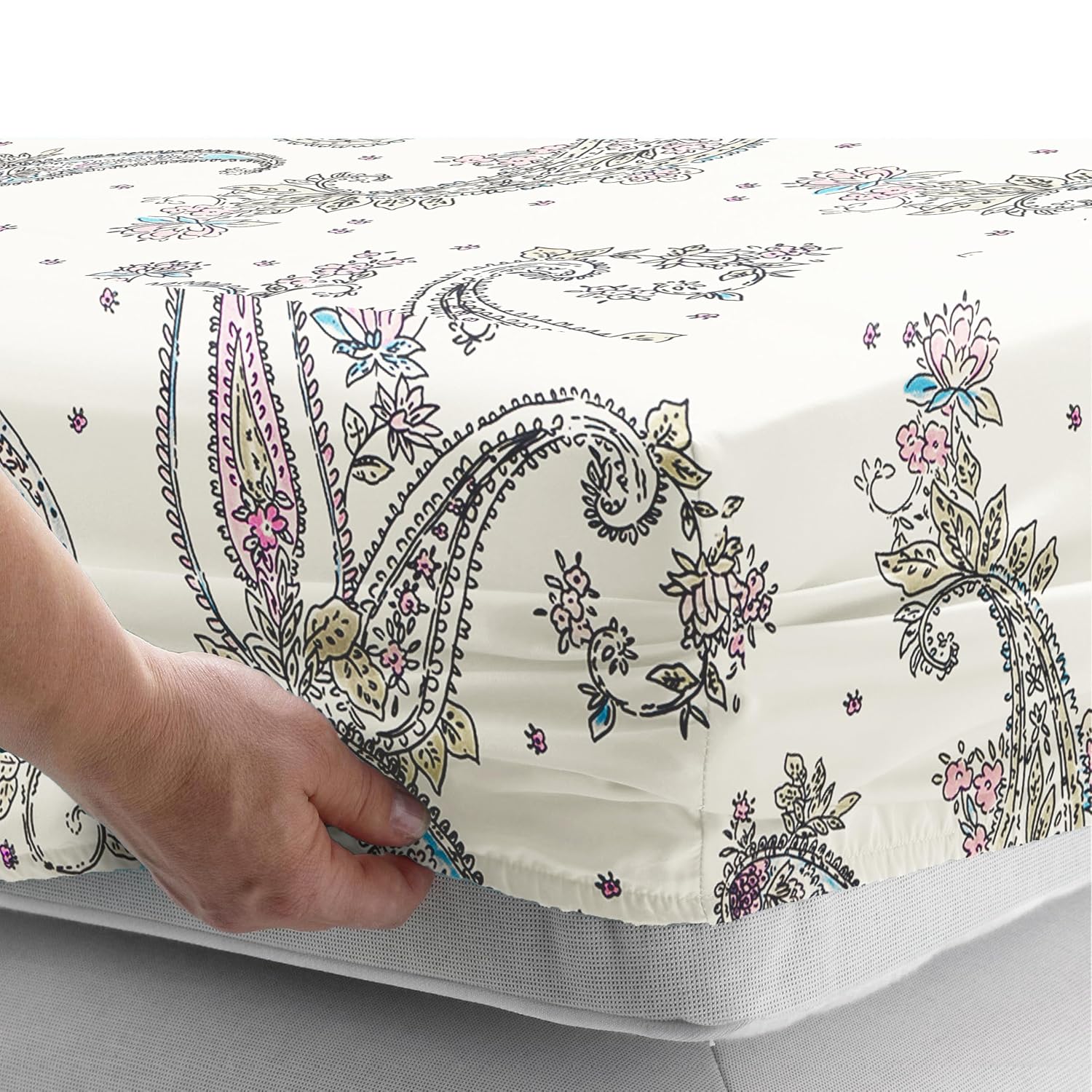 All Around Elastic Fitted Bedsheet With 2 Matching Pillow Covers - 60 X 72 Inches, Ivory | Long Lasting Use & Everyday Luxury | Ideal For All Seasons