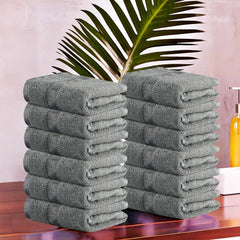 Kuber Industries Cotton Face Towel 2400 Gsm | Workout Gym Napkins Hand Towel For Men & Woman Quick-Drying Napkins -Grey (Pack Of 12)