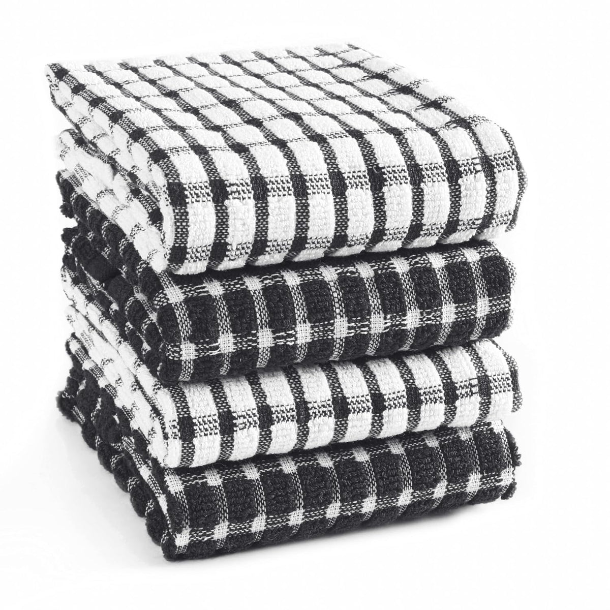Texstyle Kitchen Cleaning Towel 400 Gsm | Soft & Absorbent Hand Towel For Kitchen Cleaning & Quick Drying Of Plates & Glasses (Black) - Set Of 4