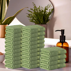 Kuber Industries Cotton Face Towel 4800 Gsm | Workout Gym Napkins Hand Towel For Men & Woman Quick-Drying Napkins -Green (Pack Of 24)
