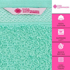 Casa Copenhagen Egyptian Cotton Solitaire Hand Towel 740 Gsm (Aqua Blue)- Pack Of 6