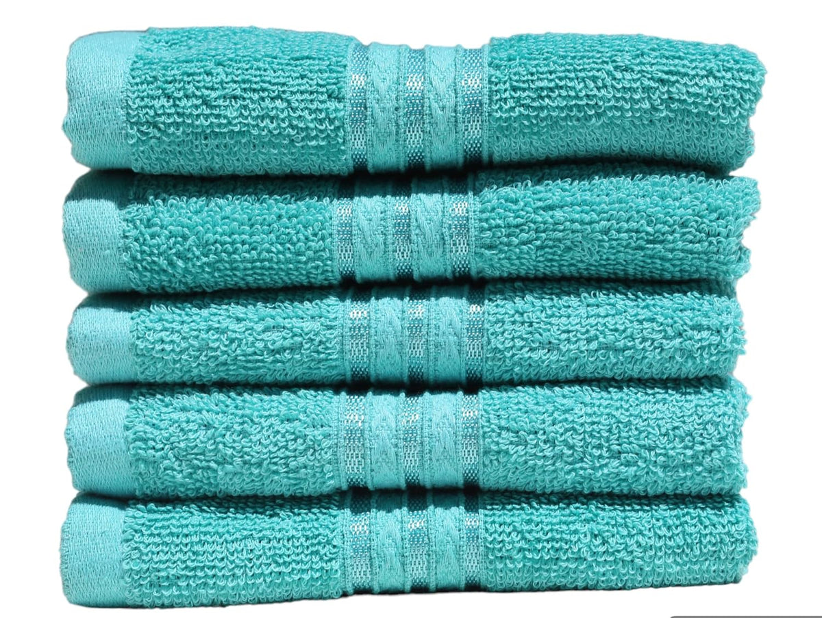 Solance Super Cotton Hand Towel 1000 Gsm | Ultra Soft & Super Absorbent Hand Towel (Sea Green) - Set Of 5