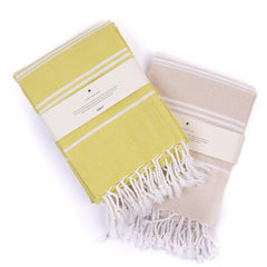 Haber Premium Basic Large Size 100% Cotton Towel 600 Gsm | Soft, Absorbent & Comfortable Quick Dry Bath Towels - Beige & Green (2 Pcs)