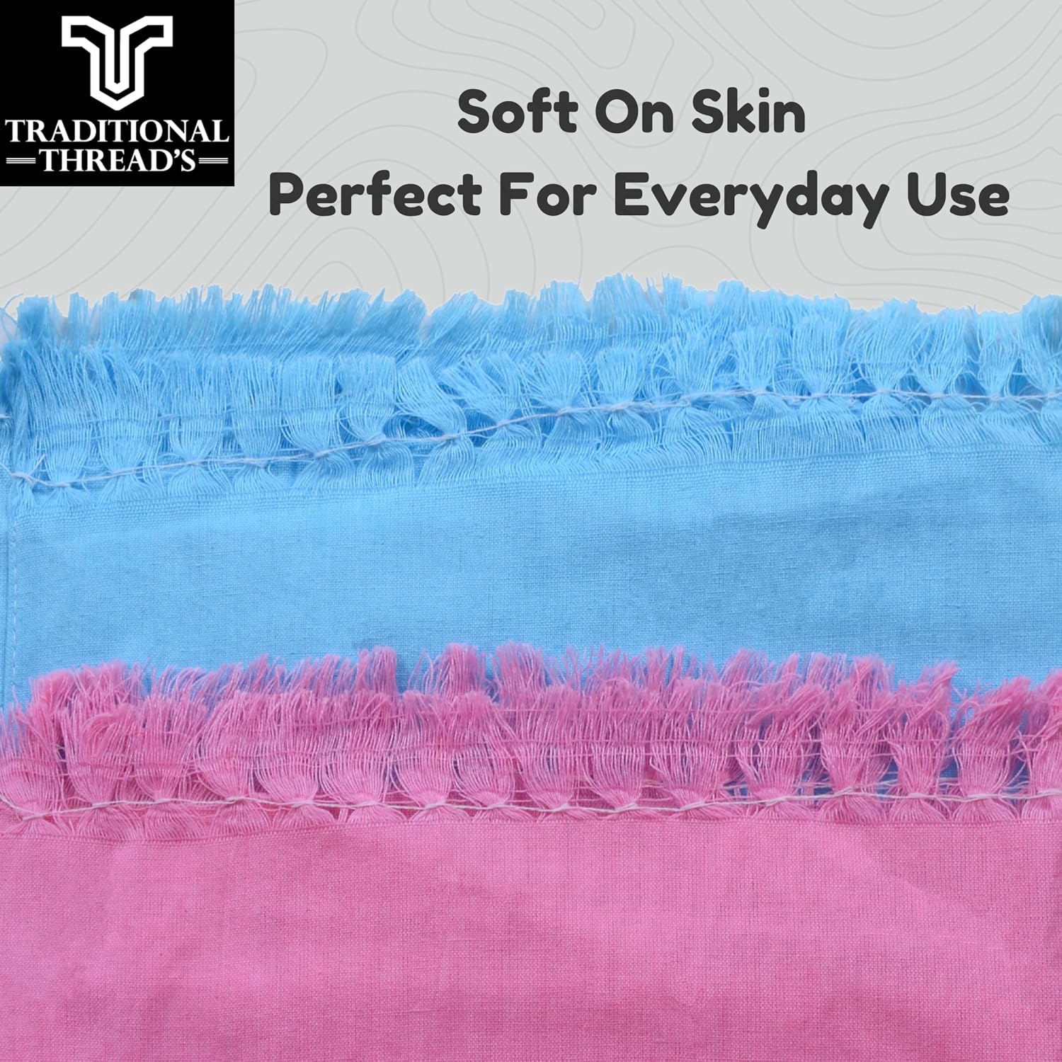 Traditional Thread'S 100% Cotton Large Size Bath Towel 600 Gsm | Ultra Soft, Absorbent, Light Weight & Quick Dry Bath Towel (Set Of 2) - Blue, Pink
