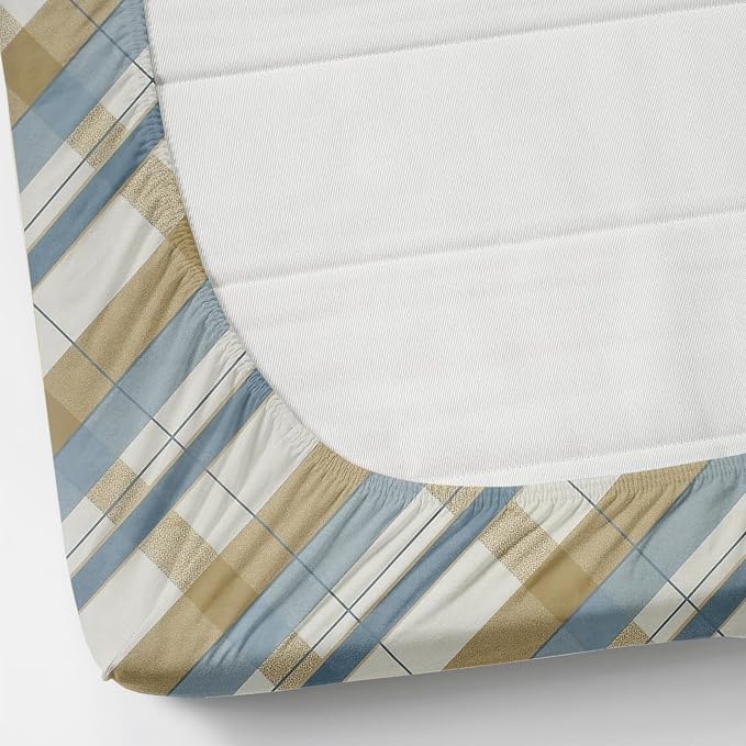 Cotton Bedsheets All Around Elastic Fitted Single Size Premium Super Soft Fitted With 1 Pillow Cover - Single Bedsheets Size 78x48 Inches, Blue Line | Lightweight, Soft, & Comfortable