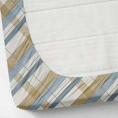 Cotton Bedsheets All Around Elastic Fitted Single Size Premium Super Soft Fitted With 1 Pillow Cover - Single Bedsheets Size 78x48 Inches, Blue Line | Lightweight, Soft, & Comfortable