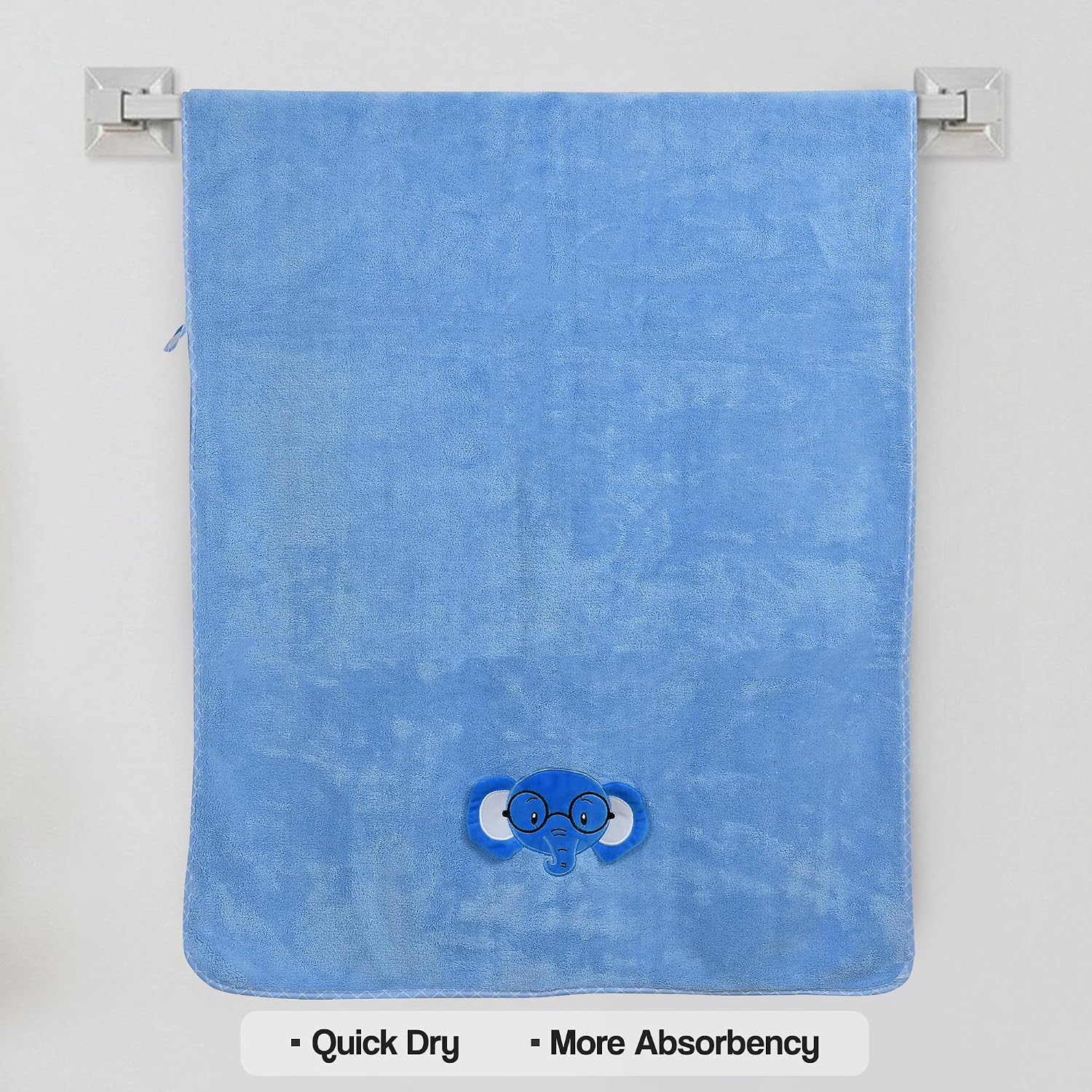 Urbanleaf Premium Microfiber Kids Bath Towels 300 Gsm | Quick Drying Towels For Unisex Kids Cartoon Print Baby Towel For Boys & Girls (Blue) 250tc