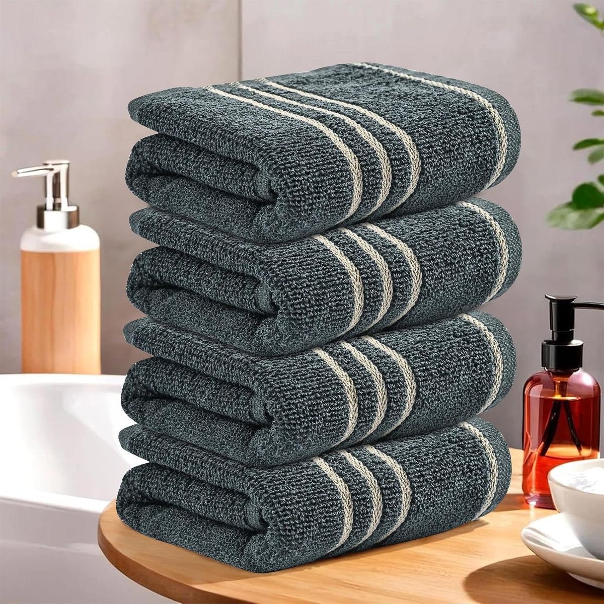 Kuber Industries Soft Cotton Face Towel 600 Gsm | Easily Washable Face Towels (Dark Grey) - Pack Of 4